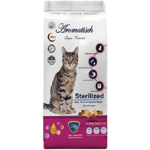 غذای خشک گربه های عقیم شده آروماتیش کد P1001 وزن 2 کیلوگرم