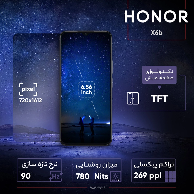 گوشی موبایل آنر مدل X6b دو سیم کارت ظرفیت 128 گیگابایت و رم 6 گیگابایت - بنفش