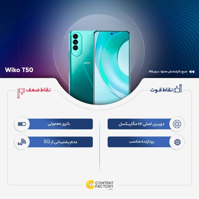 گوشی موبایل ویکو مدل T50 دو سیم کارت ظرفیت 128 گیگابایت و رم 6 گیگابایت