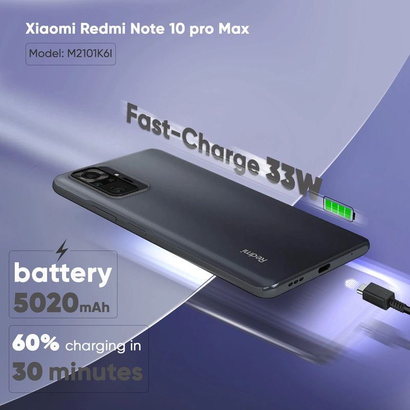 گوشی موبایل شیائومی مدل Redmi Note 10 pro Max M2101K6I دو سیم‌ کارت ظرفیت 128 گیگابایت و رم 6 گیگابایت