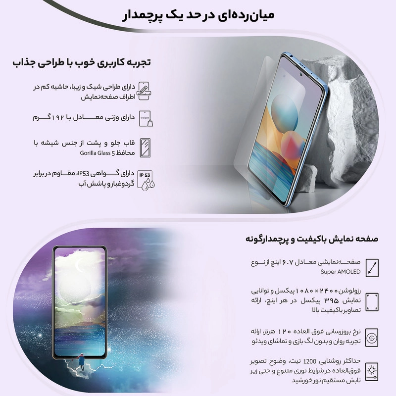گوشی موبایل شیائومی مدل Redmi Note 10 pro Max M2101K6I دو سیم‌ کارت ظرفیت 128 گیگابایت و رم 6 گیگابایت